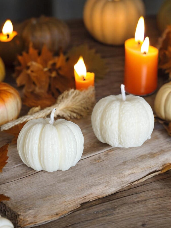 Pillar Pumpkin Scented Candle, Organic Soy Wax, Decorative Candle.