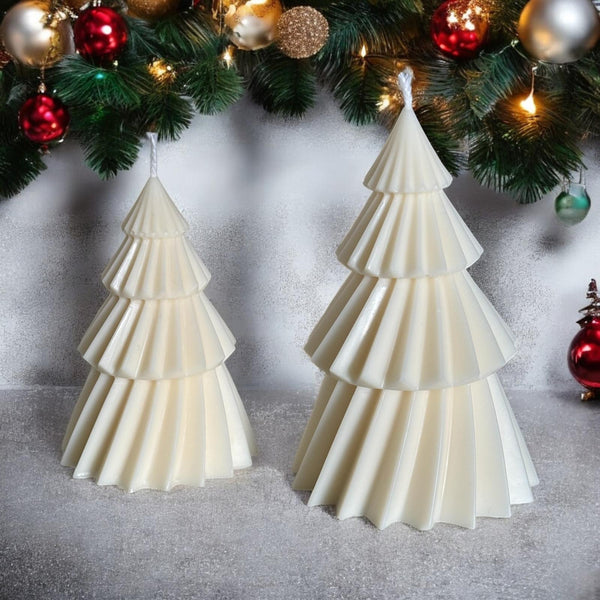 Pillar Christmas Tree Scented Candles, Organic Soy Wax.